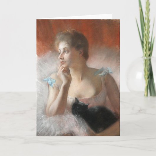 Ballerine avec un Chat Pierre Carrier-Belleuse Karte (Vorderseite)