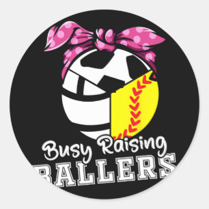 Ballers aufziehen - Lustiger Softball Volleyball F Runder Aufkleber