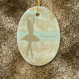 Ballet Abstrakt Gold Personalisiert Weihnachten Keramikornament