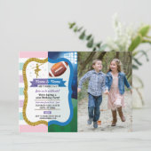 Ballet & American Football Joint Birthday Sports Einladung (Stehend Vorderseite)