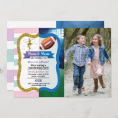 Ballet & American Football Joint Birthday Sports Einladung (Vorne/Hinten)