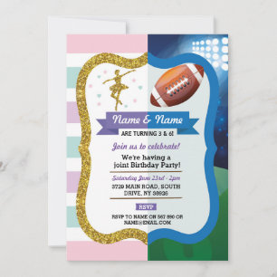 Ballet & American Football Joint Birthday Sports Einladung