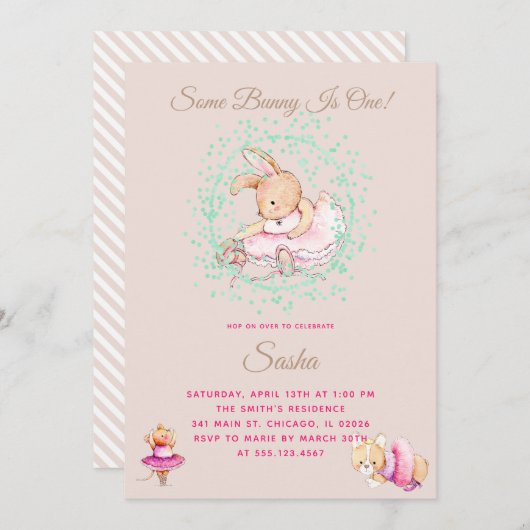 Ballet Animes Geburtstagsparty Einladung (Vorne/Hinten)