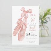 Ballet Baby Shower Invitation for Girls Einladung (Stehend Vorderseite)