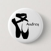 Ballet Ballerina Black Pointe Shoes Custom Button (Vorderseite)