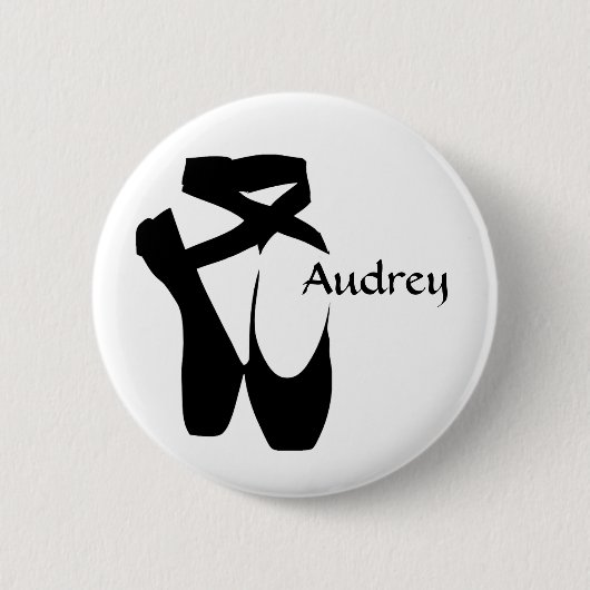 Ballet Ballerina Black Pointe Shoes Custom Button (Vorderseite)