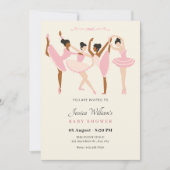 Ballet Ballerina elegante minimalistische Babydusc Einladung (Vorderseite)