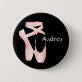 Ballet Ballerina Pink Pink Pointe Shoes Custom But Button (Vorderseite)