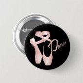 Ballet Ballerina Pink Pointe Shoes Dance Button (Vorne & Hinten)