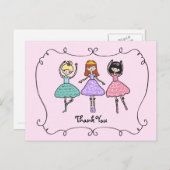 Ballet Ballerinas Vielen Dank Postkarte (Vorne/Hinten)