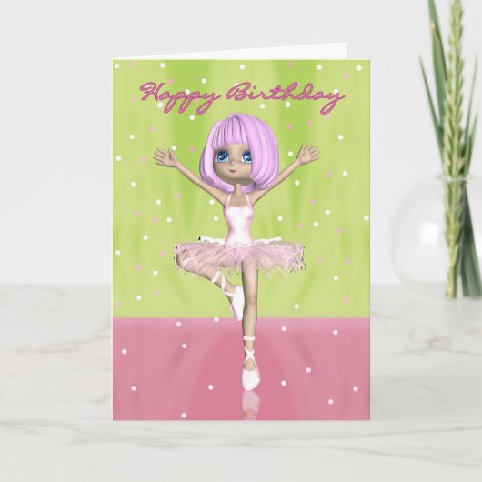 Ballet Birthday Card - Niedlich Ballerina Karte (Vorderseite)