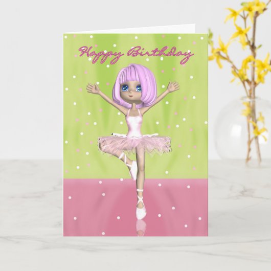 Ballet Birthday Card - Niedlich Ballerina Karte (Gelbe Blume)
