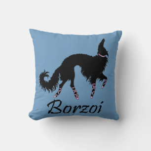 Ballet Borzoi Schönheit in Schwarz Kissen