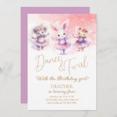 Ballet Bunny Dance Geburtstag Einladung (Vorne/Hinten)