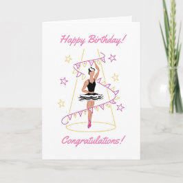 Ballet & Bunting Birthday Card (braun/schwarz) Karte