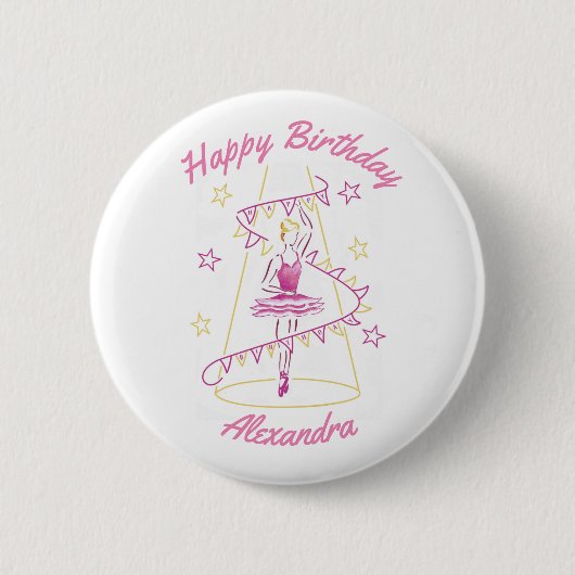 Ballet & Bunting Geburtstags-Abzeichen Button (Vorderseite)