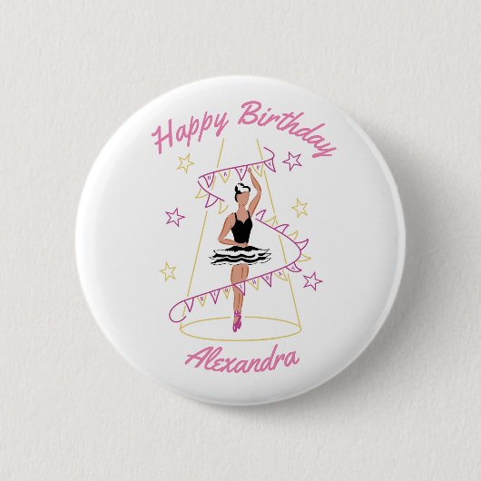 Ballet & Bunting Geburtstags-Abzeichen (Schwarz/Br Button (Vorderseite)