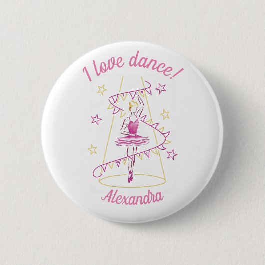 Ballet & Bunting - I Liebe Dance Abzeichen Button (Vorderseite)