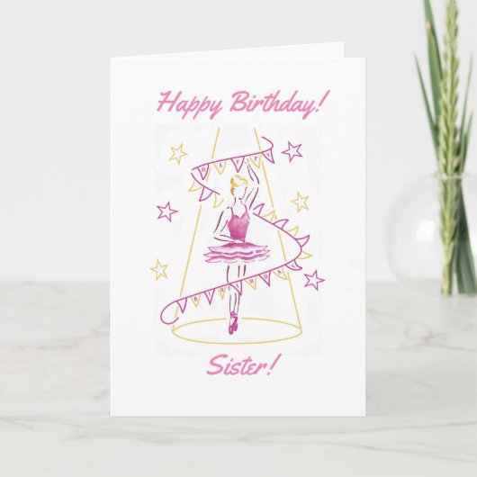 Ballet & Bunting Sister Birthday Card Karte (Vorderseite)