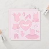 Ballet Clothes Square Card - Hellrosa Hintergrund Karte (Vorderseite/Rückseite Beispiel)