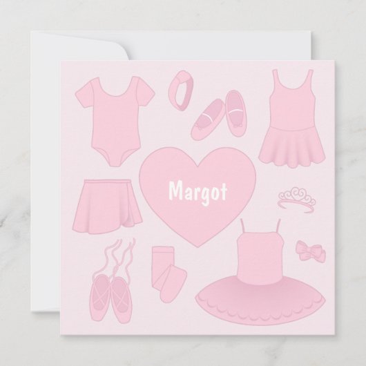 Ballet Clothes Square Card - Hellrosa Hintergrund Karte (Vorderseite)