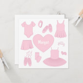 Ballet Clothes Square Card - Weißer Hintergrund Karte (Vorderseite/Rückseite Beispiel)