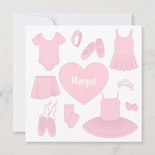Ballet Clothes Square Card - Weißer Hintergrund Karte (Vorderseite)