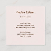 Ballet Coach Light Pink Quadratische Visitenkarte (Rückseite)