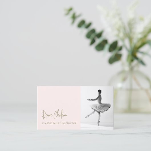 Ballet Dance Instructor Foto Visitenkarte (Stehend Vorderseite)