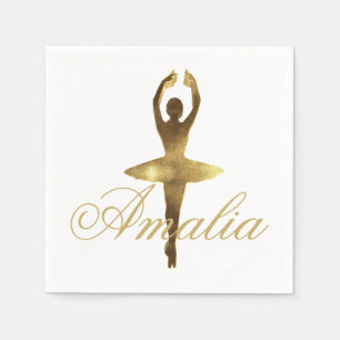 Ballet Dance Party Gold Ballerina Name oder Text h Serviette