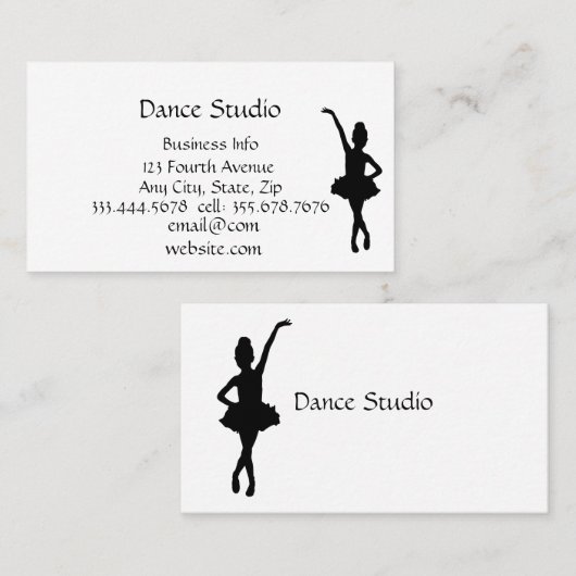 Ballet Dance Studio School Business Card Visitenkarte (Vorne/Hinten)