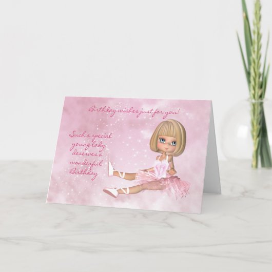 Ballet Dancer Birthday Card - Ballerina Geburtstag Karte (Vorderseite)