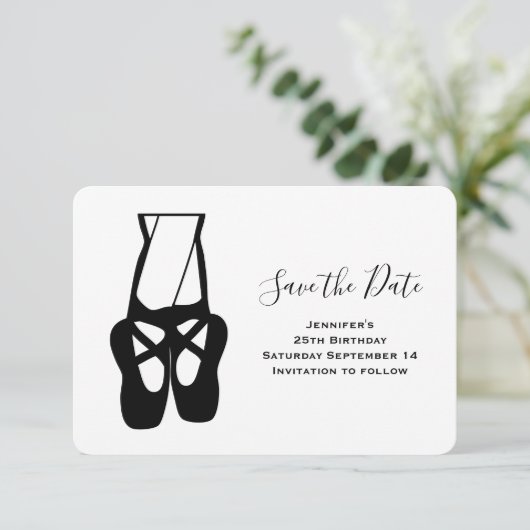 Ballet Dancer Legs & Slippers Save The Date (Stehend Vorderseite)