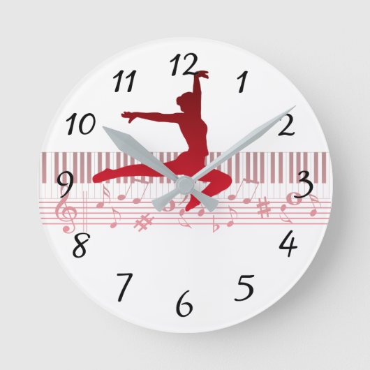 Ballet dancer on a keyboard runde wanduhr (Vorderseite)