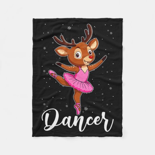 Ballet Dancer Reindeer Ballerinas Christmas Pjs Wo Fleecedecke (Vorderseite)