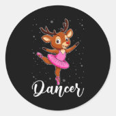 Ballet Dancer Reindeer Ballerinas Christmas Pjs Wo Runder Aufkleber (Vorderseite)