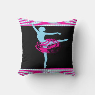 Ballet Dancer Rosa und Türkis auf schwarz Kissen