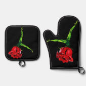 Ballet Dancer Rose Oven Mitt & Pot Holder Set (Vorderseite)