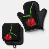 Ballet Dancer Rose Oven Mitt & Pot Holder Set (Vorderseite/Rückseite)