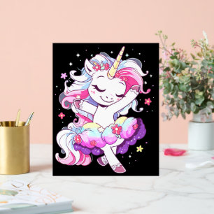 Ballet Dancer Unicorn Girls Rainbow Ballerin Color Acrylschild