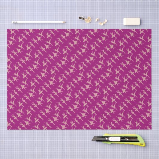 Ballet Dancers Ballerina Pattern Burgundy Seidenpapier (Handwerk)
