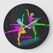 Ballet Dancers Rainbow Girly Große Wanduhr (Vorderseite)
