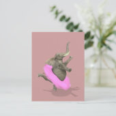 Ballet Elephant En Pointe Postkarte (Stehend Vorderseite)