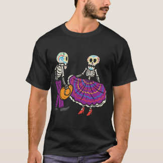 Ballet Folklorico Skeleton Sugar Skull Dia De Los T-Shirt