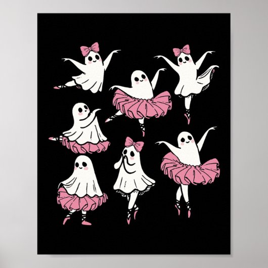 Ballet Ghost Dancer Niedlich Boo Tanzing Halloween Poster (Vorne)