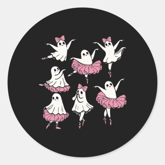 Ballet Ghost Dancer Niedlich Boo Tanzing Halloween Runder Aufkleber (Vorderseite)