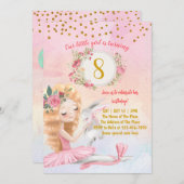 Ballet Girl and Bunny Birthday Party Einladung (Vorne/Hinten)