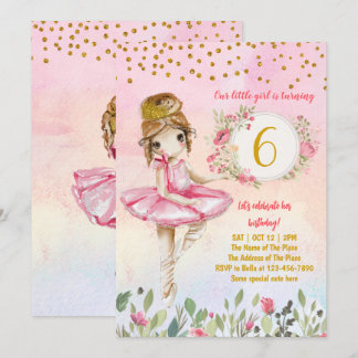 Ballet Girl Pink Geburtstagsparty Einladung