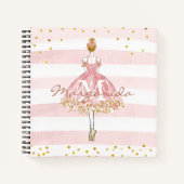 Ballet Girl Pink Gold Glitzer Aquarell Kinder Notizblock (Vorderseite)