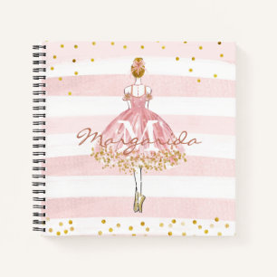 Ballet Girl Pink Gold Glitzer Aquarell Kinder Notizblock
